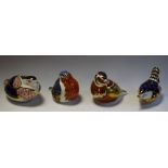 Ceramics - a Royal Crown Derby paperweight as a robin; others, wren, quail,