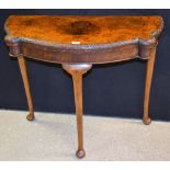 A Queen Anne Revival walnut card table,