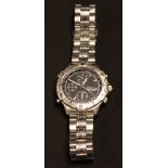 Seiko - a quartz chronograph stainless steel bracelet wristwatch, 7T32-6E40, slate grey dials,