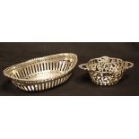 A George V silver oval sweetmeat dish, Birmingham 1911; another,