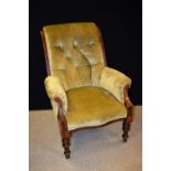 A Victorian button-back armchair, c.