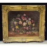 English School 19th/early 20th century Still life flowers oil,