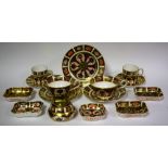 Royal Crown Derby 1128 pattern including 16cm plate, table lighter, pin dishes, coffee cans,
