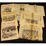A quantity of Victorian and later newspapers covering significant events including Queen Victoria's