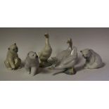 A Lladro polar bear, standing; others,