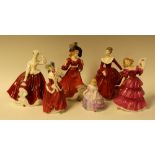 A Royal Doulton ceramic figure, Patricia, HN3365; others, Gail, Fragrance, Jennifer, Christmas Morn,