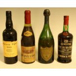 Alcohol - Dom Perignon, Vintage 1964; Vintage Port 1980, Borges Porto; another,