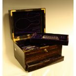 A Victorian coromandel dressing box, retailed by Sampson Mordan & Co, c.1870, the drawer marked G.