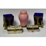 A Dresden porcelain and gilt metal trinket box, retailed by Aspreys London,