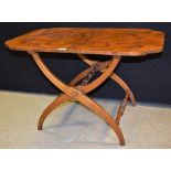 An early 20th century walnut coaching table, opening to 88.