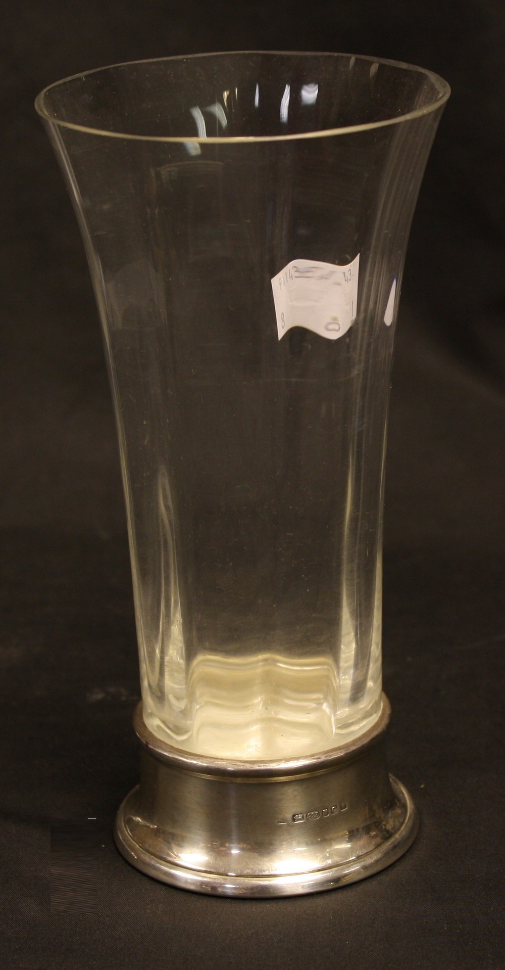 An Elizabeth II silver mounted clear glass vase, 17.