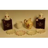 Ceramics - a Royal Worcester blush ivory jug, set of four Belleek trinket dishes,