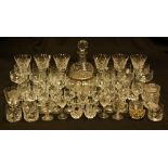 Glassware - a set of six Waterford sundae dishes; other cut glass including decanter, stemware,