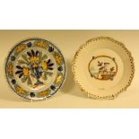 A late 18th/early 19th century Delft type plate; another,