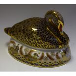 A Royal Crown Derby paperweight, Golden Jubilee Black Swan,