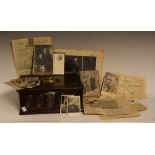 An 18th century oak boarded table box; a collection of photographs and ephemera, mostly German,