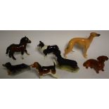 A Beswick model of a Fox Hound; others, Collie dog, Dachshund,