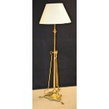 An Art Nouveau brass standard lamp, c.