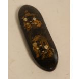 A Victorian papier-mâché black lacquer spectacles case,