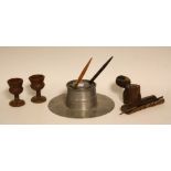 Boxes and Objects - a pair of carved treen thistle bowl egg cups;