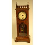 A miniature oak mantle timepiece as a longcase clock, c.