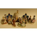 Ceramics - a Meissen style figure, young couple, girl with fruiting vine,