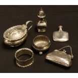 Silver - an oval mustard, marks worn, possibly Birmingham 1902; a Victorian table salt,