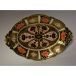 A Royal Crown Derby 1128 pattern shaped oval footed bowl, first quality, 29.