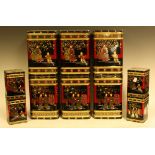 A set of six shop display tea tins, decorated in the Chinoiserie taste, 25.