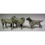 A Beswick grey horse; another; a Beswick dog, Champion Bayloon,