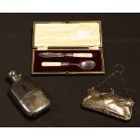 Silver and plate - a George V silver evening purse,