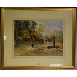 Michael Crawley, Watering the Horses, signed, watercolour, 24.