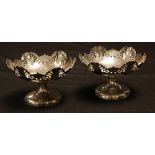 A pair of Elizabeth II silver pedestal sweetmeat dishes, E Viner, Sheffield 1961,