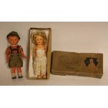 Dolls - a mid 20th century continental clock work dancing/walking boy doll, with key, 16.