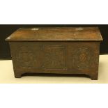A 17th century style carved oak blanket chest