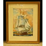 Godfrey J Curtis The Clipper, Redjacket signed, watercolour, 25.