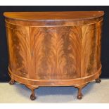 A George III Revival mahogany demi-lune side cabinet, c.