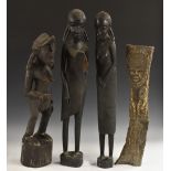 Tribal Art - an African bone carving, in relief with depictions of a Benin Oba, 60cm long,