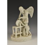 A Bloor Derby bisque porcelain figural group, of Chronos, Father Time,