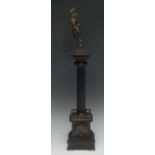 A Grand Tour bronze and noir belge library column,