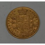 Coin, GB, Queen Victoria, Young Head Coinage, 1872 gold sovereign, obv: second large head,