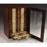 Microscopy - an Edwardian mahogany gentleman scientist's specimen slide cabinet,