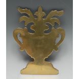 A George III brass mantel silhouette, as an urn, 20cm long,