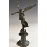 Italian Grand Tour School (19th century), a dark patinated bronze, Winged Victory,