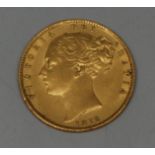 Coin, GB, Colonial Australia Mint, Queen Victoria, Young Head Coinage, 1872 gold sovereign,