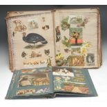 An unusual and large Victorian quarter-calf over cloth scrap book,