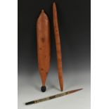 Tribal Art - an Australian Aboriginal woomera spear thrower,