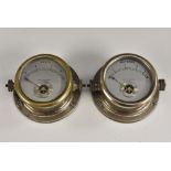 Automobilia - a pair of nickel-plated dashboard panel meters, Volts and Amperes, 5cm silvered dials,
