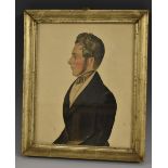 English School (early 19th century), a cut-paper portrait, of a gentleman in profile, watercolour,