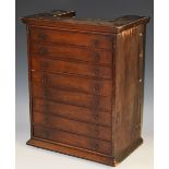 A 19th century mahogany collector's specimen cabinet, moulded cornice above eight drawers,